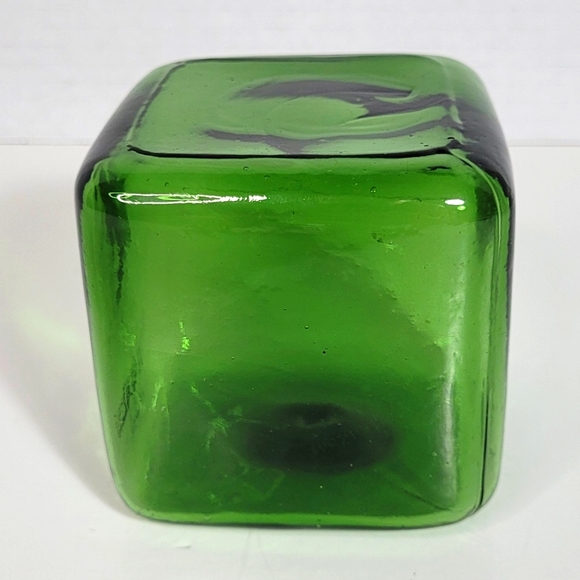 Other - 💚 SOLD 💚 Blown Glass Emerald Green Glass Hollow Cube 3" x 3" RARE FIND